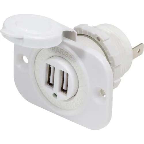 12V DC White Dual USB Charger