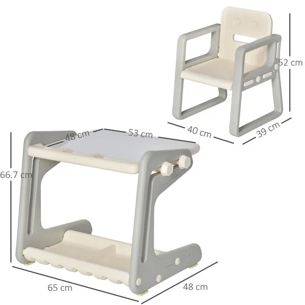 2-in-1 Toddlers Eraser Board Table And Chair Set