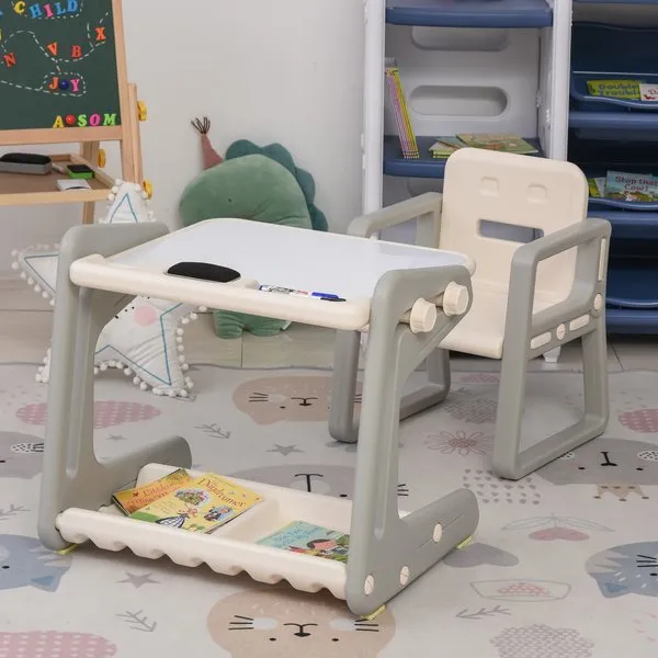 2-in-1 Toddlers Eraser Board Table And Chair Set