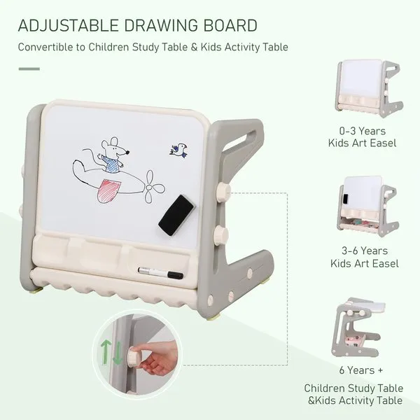 2-in-1 Toddlers Eraser Board Table And Chair Set