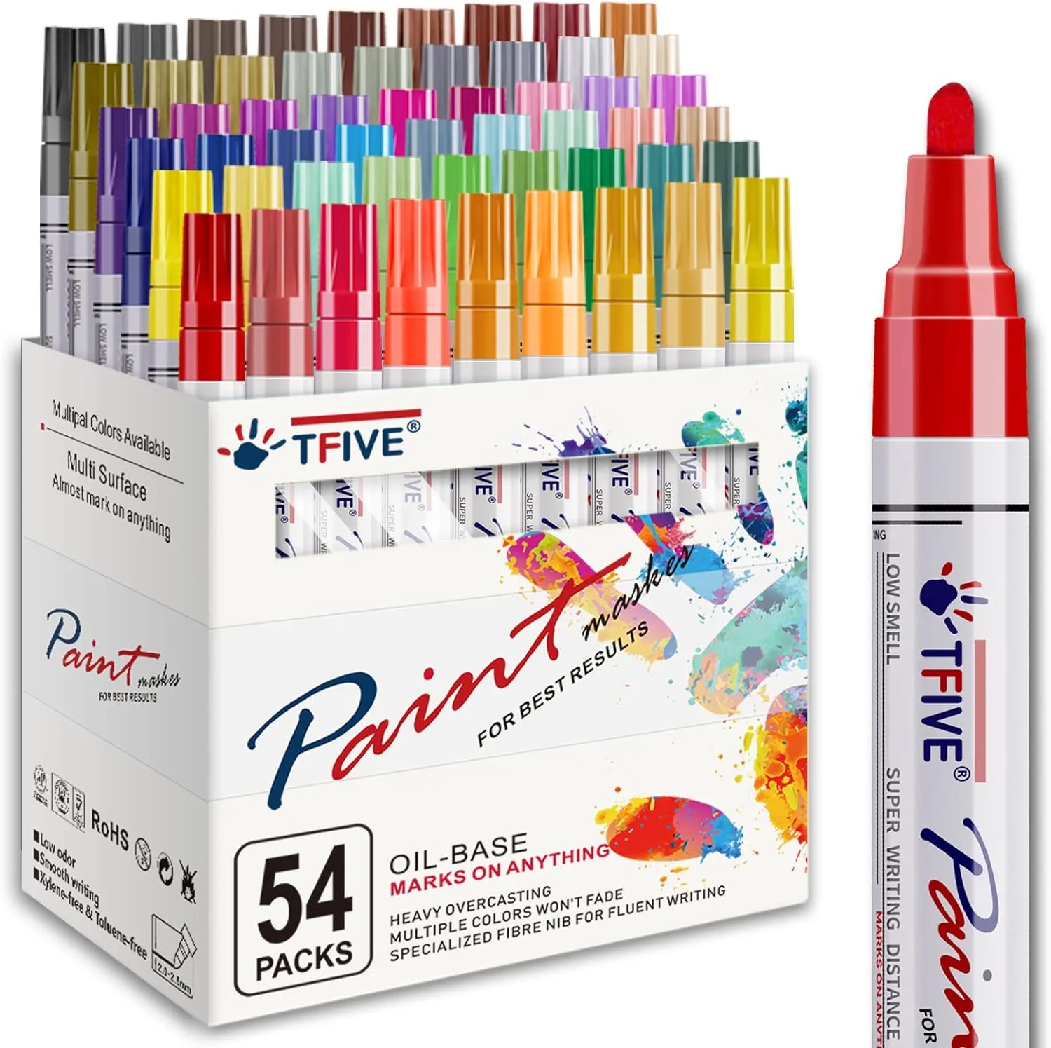 54 Color Medium Paint Markers waterproof permanent pen for versatile art and crafts