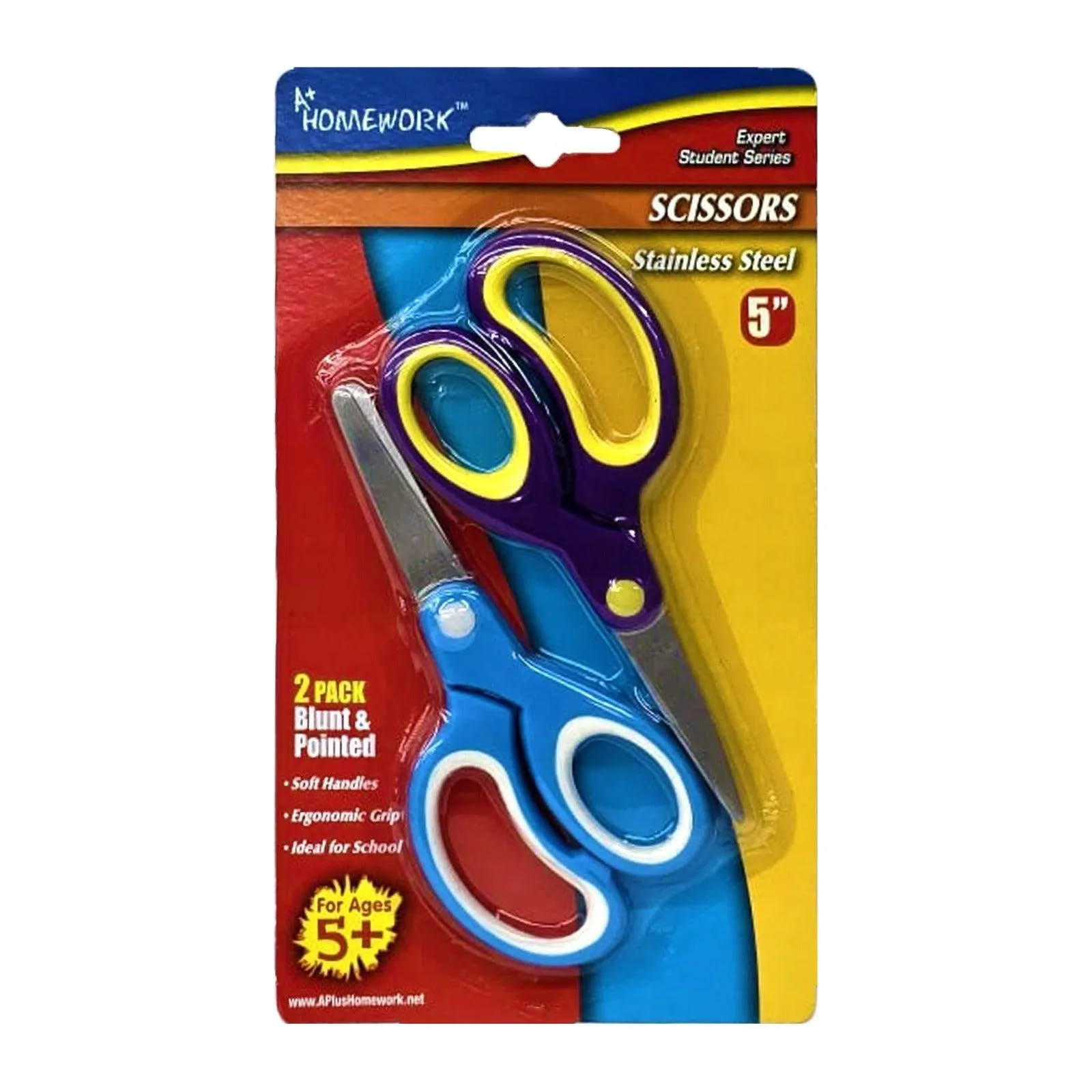 A  Homework 2 Pack Blunt & Pointed Scissors 5"