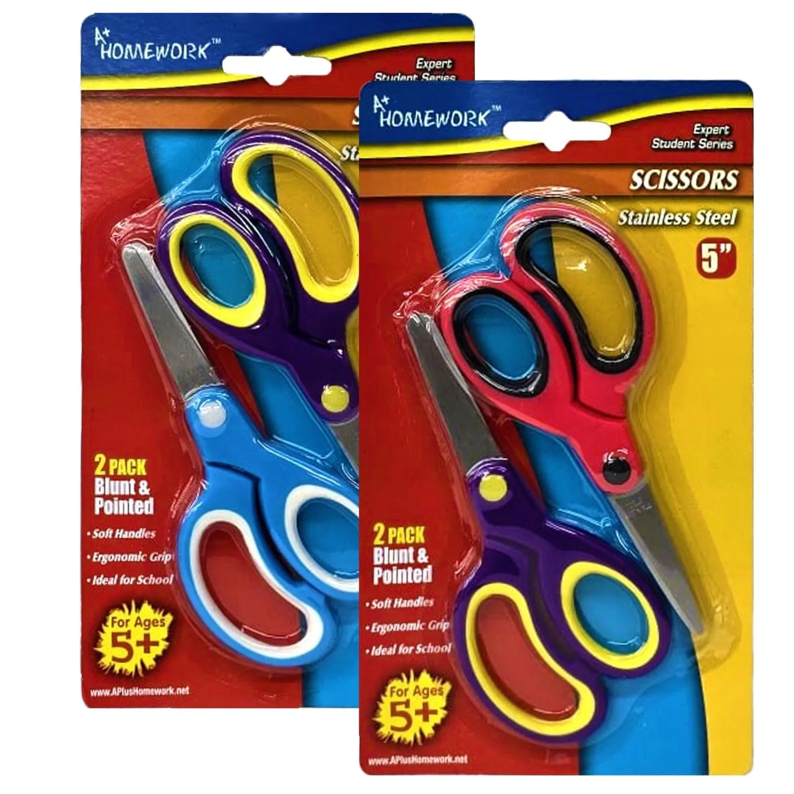 A  Homework 2 Pack Blunt & Pointed Scissors 5"