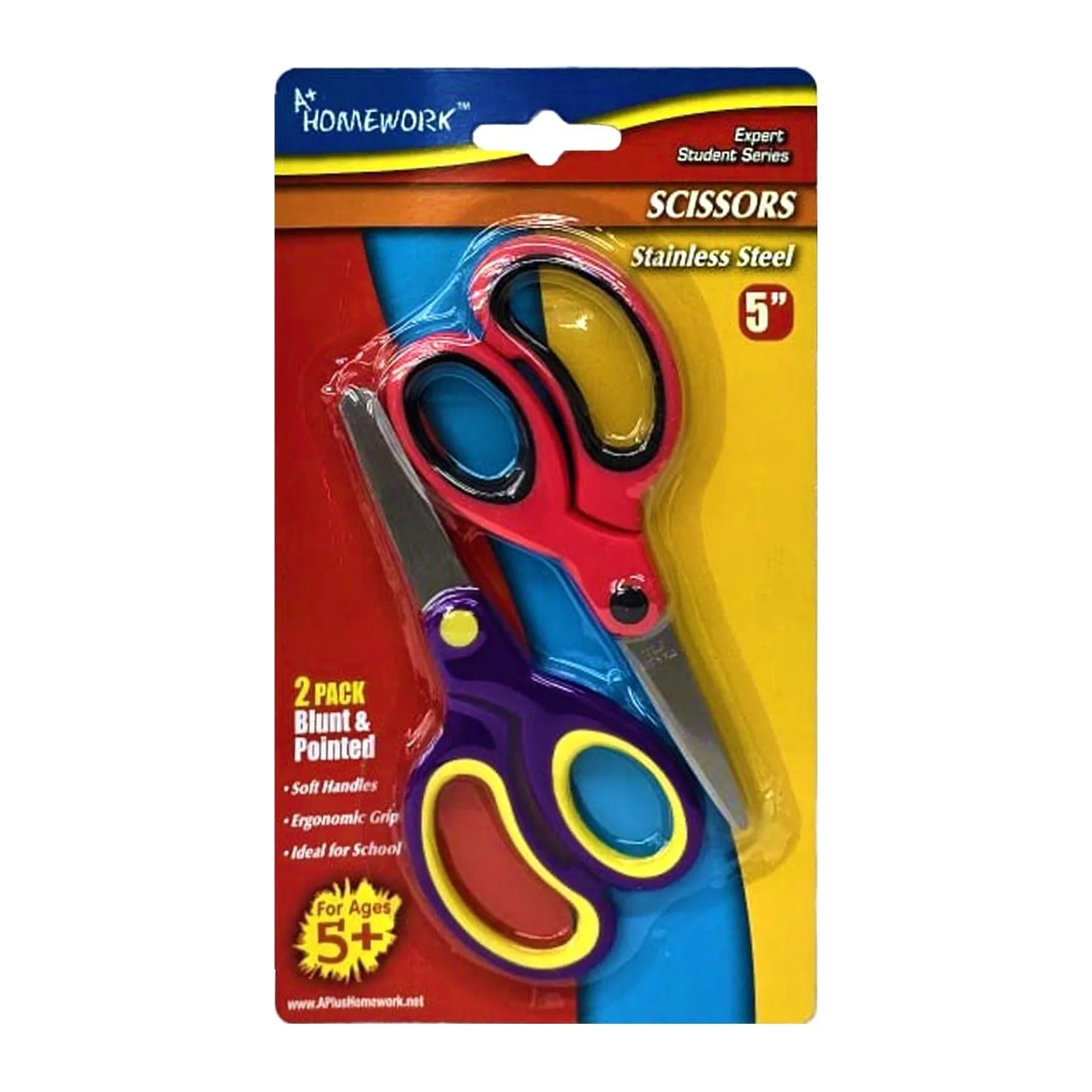 A  Homework 2 Pack Blunt & Pointed Scissors 5"