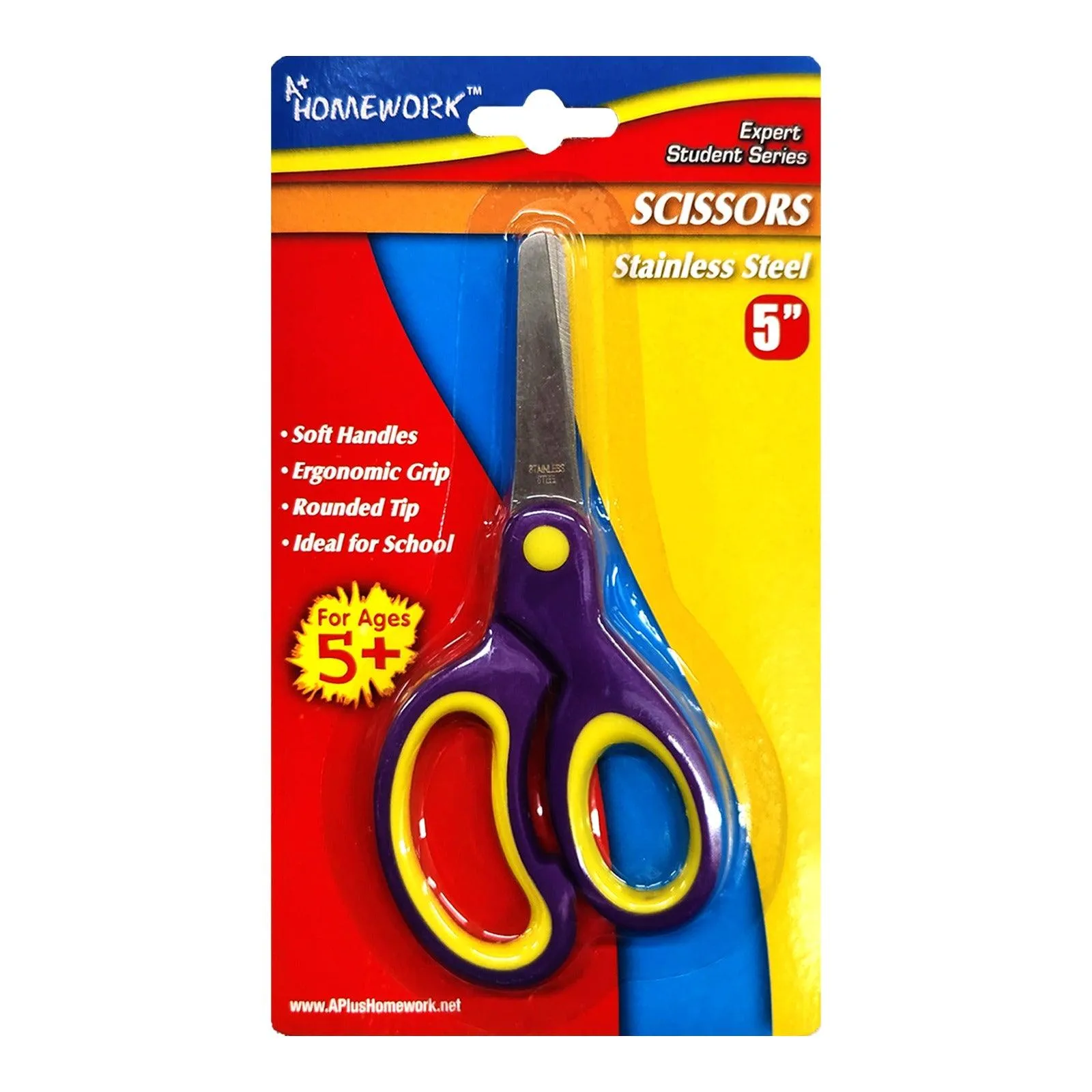 A  Homework Round Tip Stainless Steel Scissors 5"