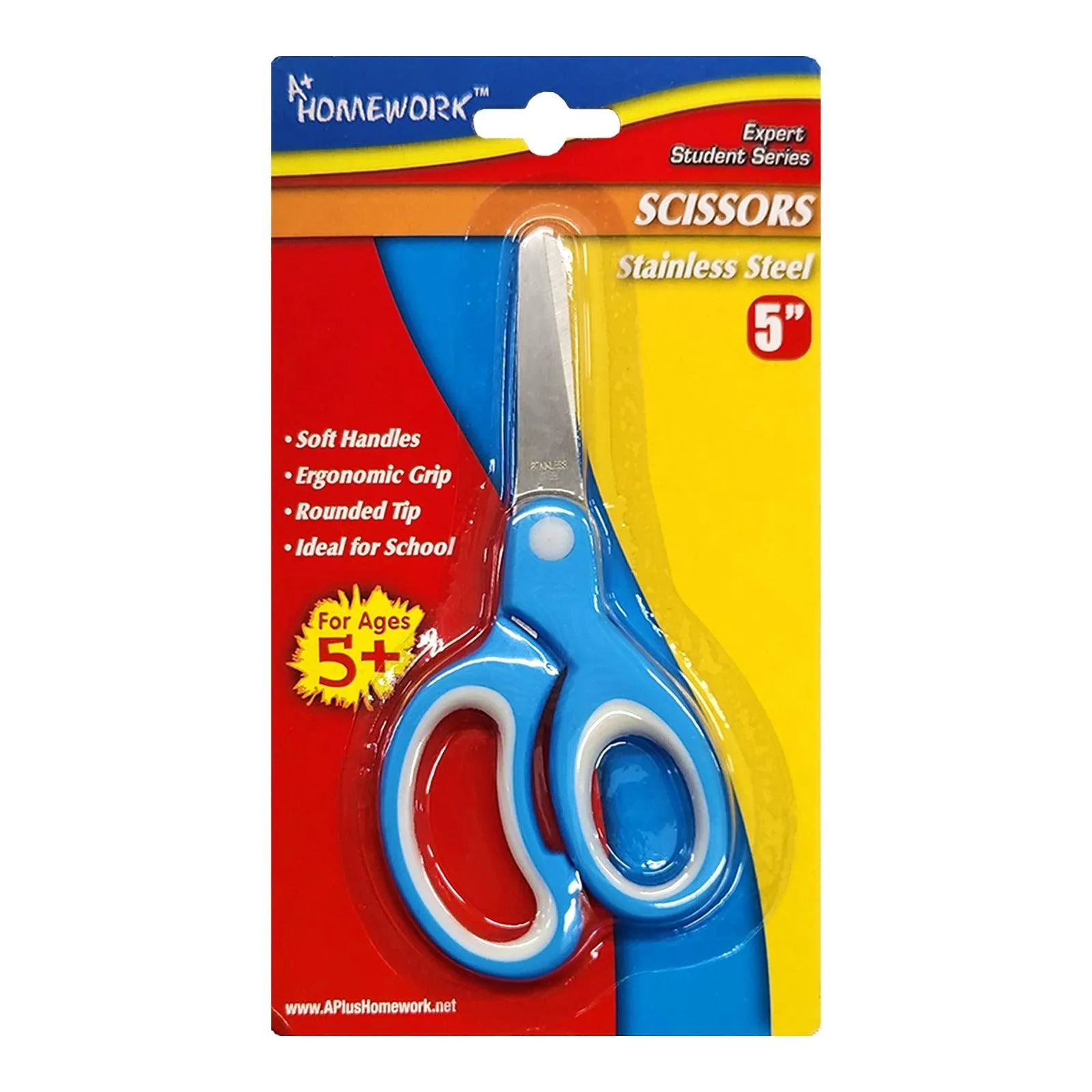 A  Homework Round Tip Stainless Steel Scissors 5"