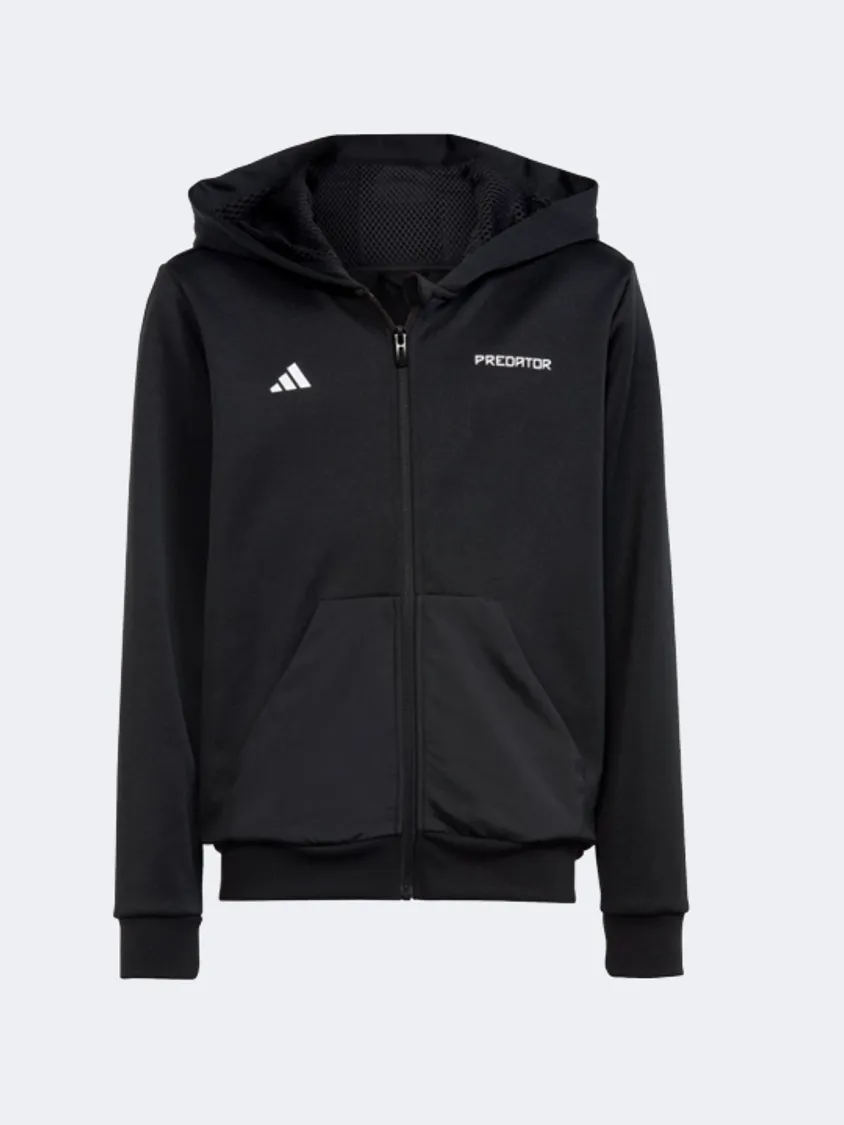 Adidas Football-Inspired Predator Full-Zip Gs-Girls Sportswear Hoody Black