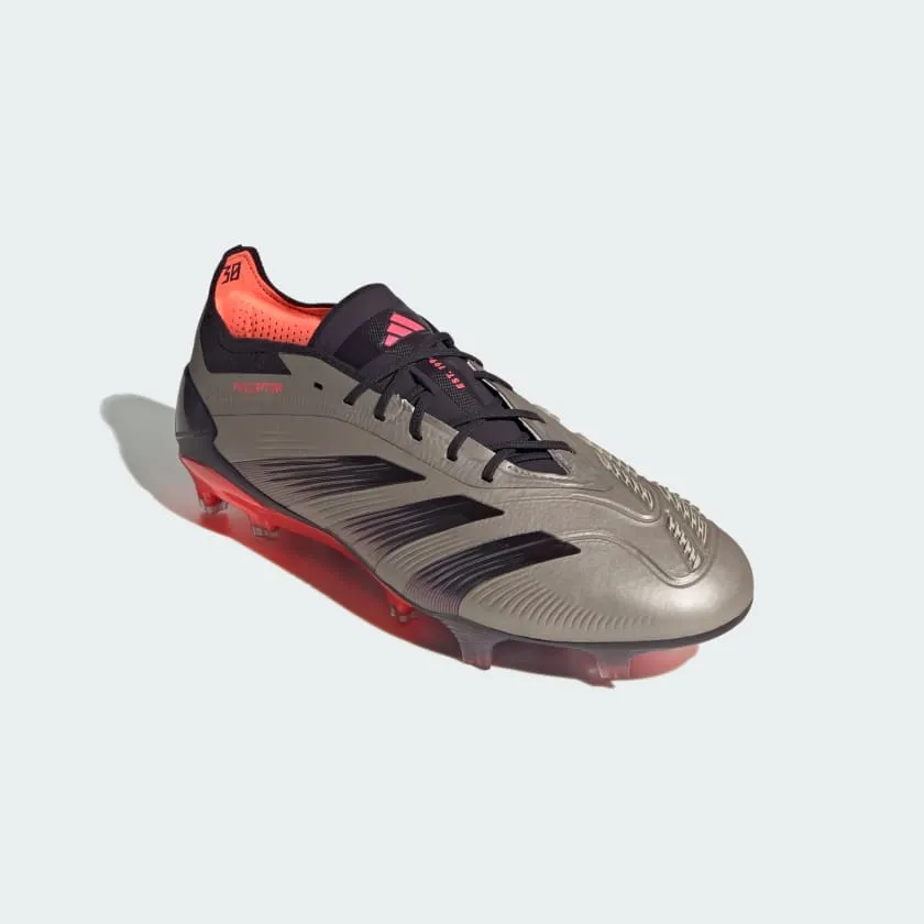 adidas Predator Elite FG Boots- Platinum/Charcoal/Red