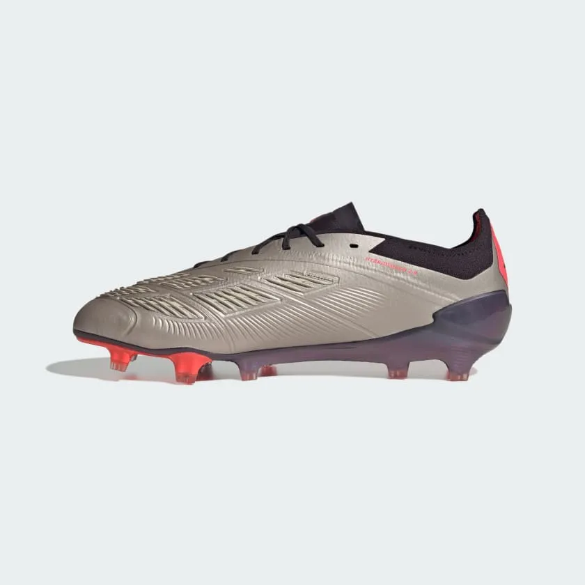 adidas Predator Elite FG Boots- Platinum/Charcoal/Red