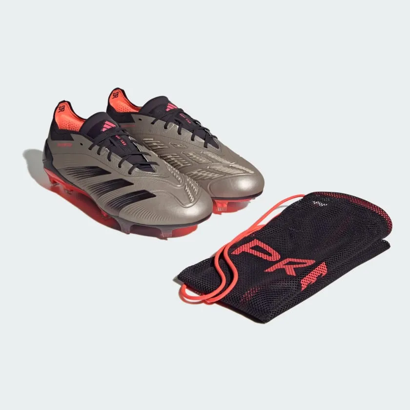 adidas Predator Elite FG Boots- Platinum/Charcoal/Red