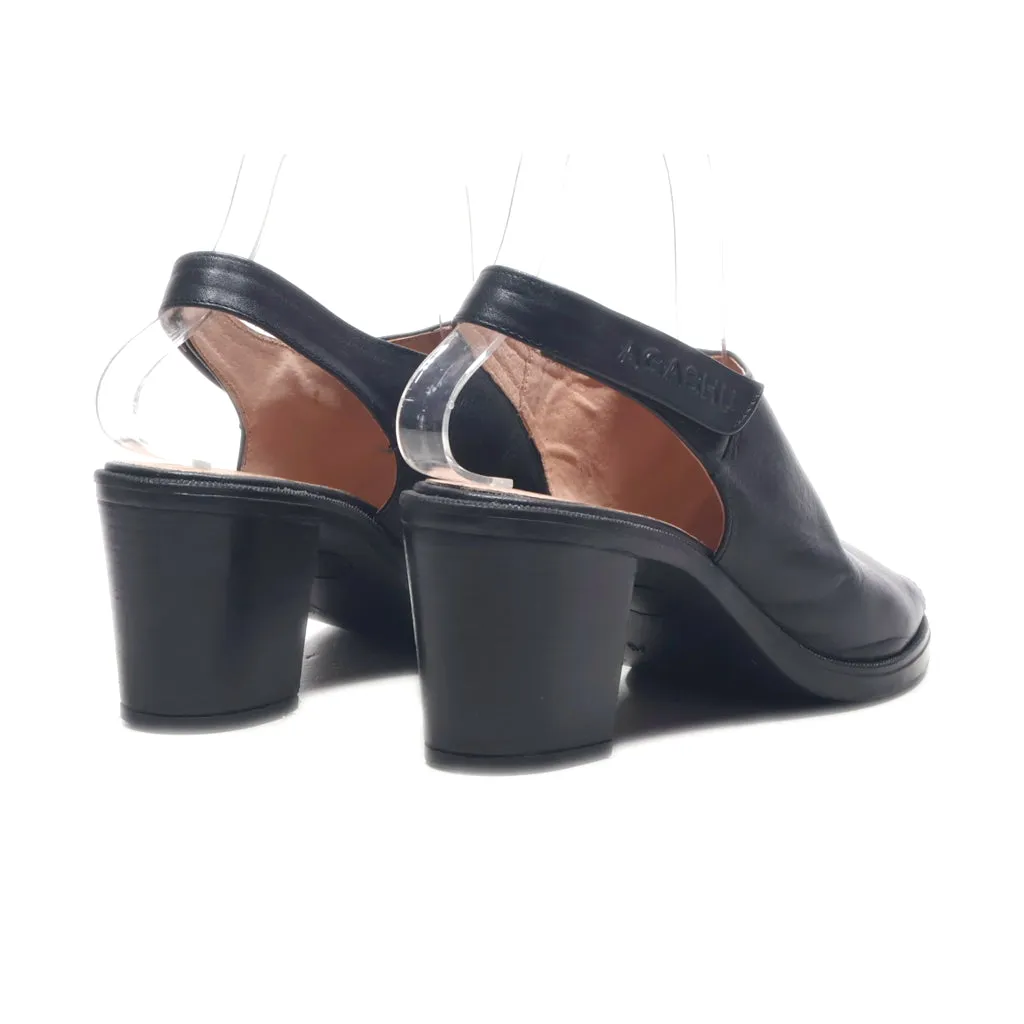 Agashu High-Heel Shoes Leather Black Colour For Women