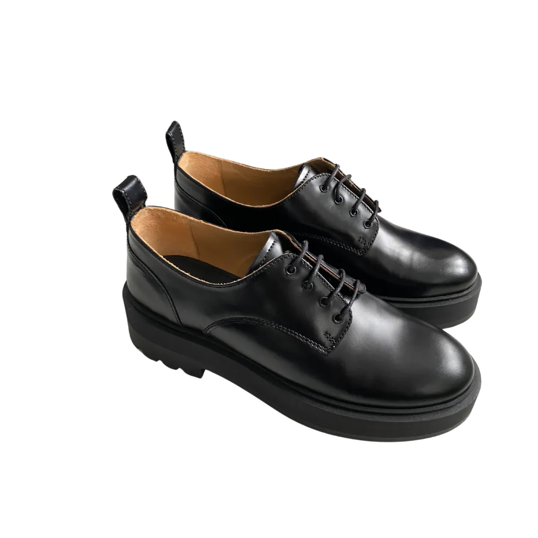 & Other Stories Chunky Sole Derby Shoes Leather Black SIZE 40.5