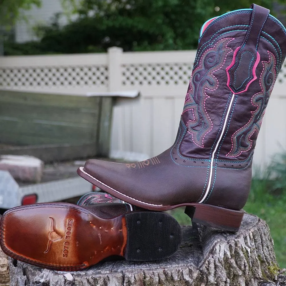 Ana Vaquera Western Boots | Women's Embroidered Square Toe Cowgirl Boots (M9002)