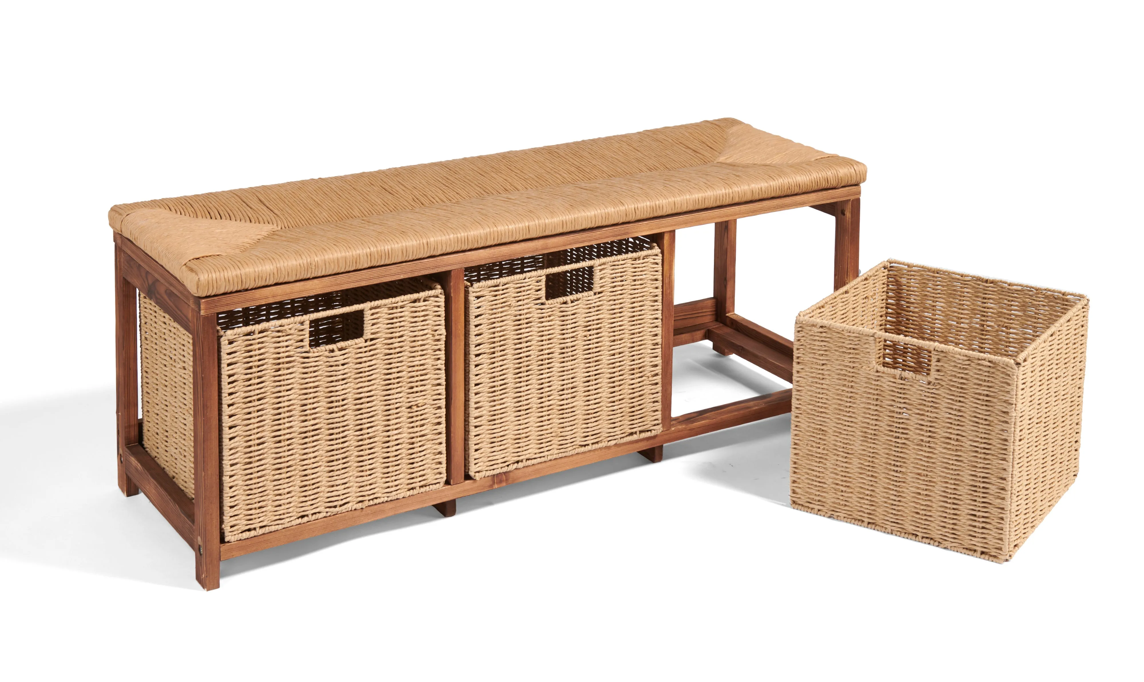 Badger Basket Kid's Storage Bench with Woven Top and Baskets