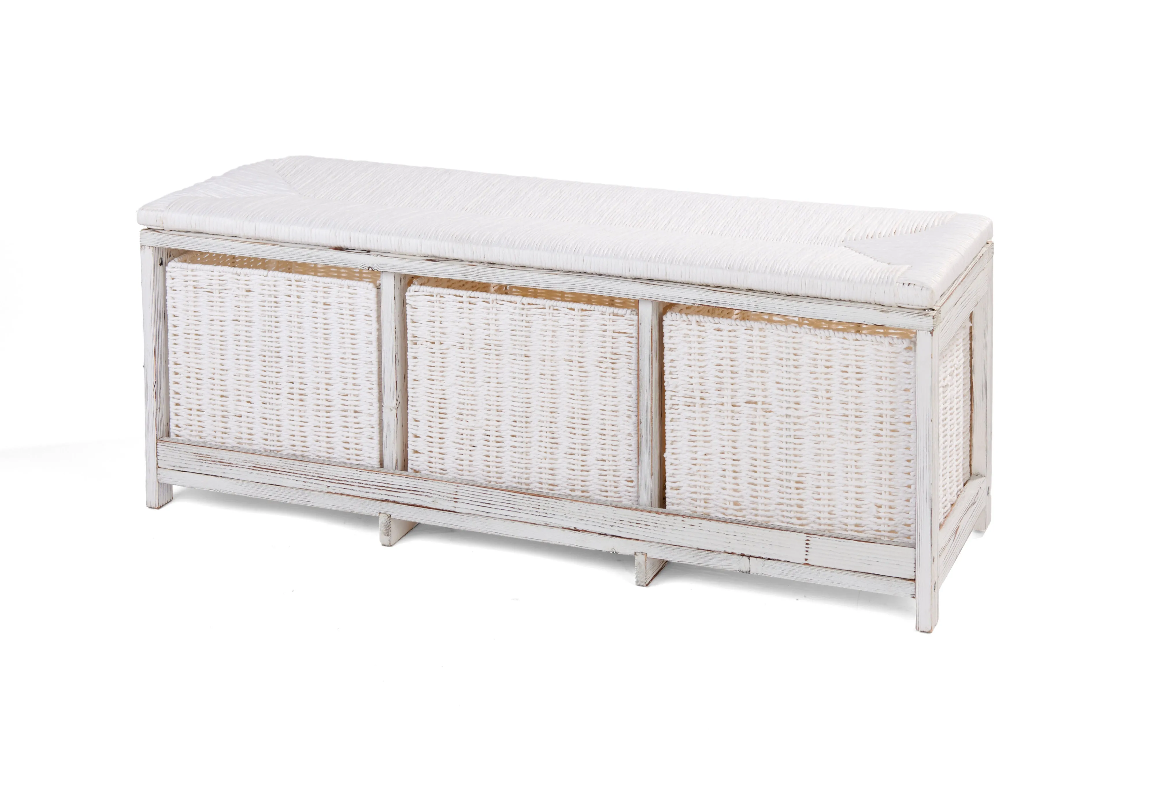 Badger Basket Kid's Storage Bench with Woven Top and Baskets