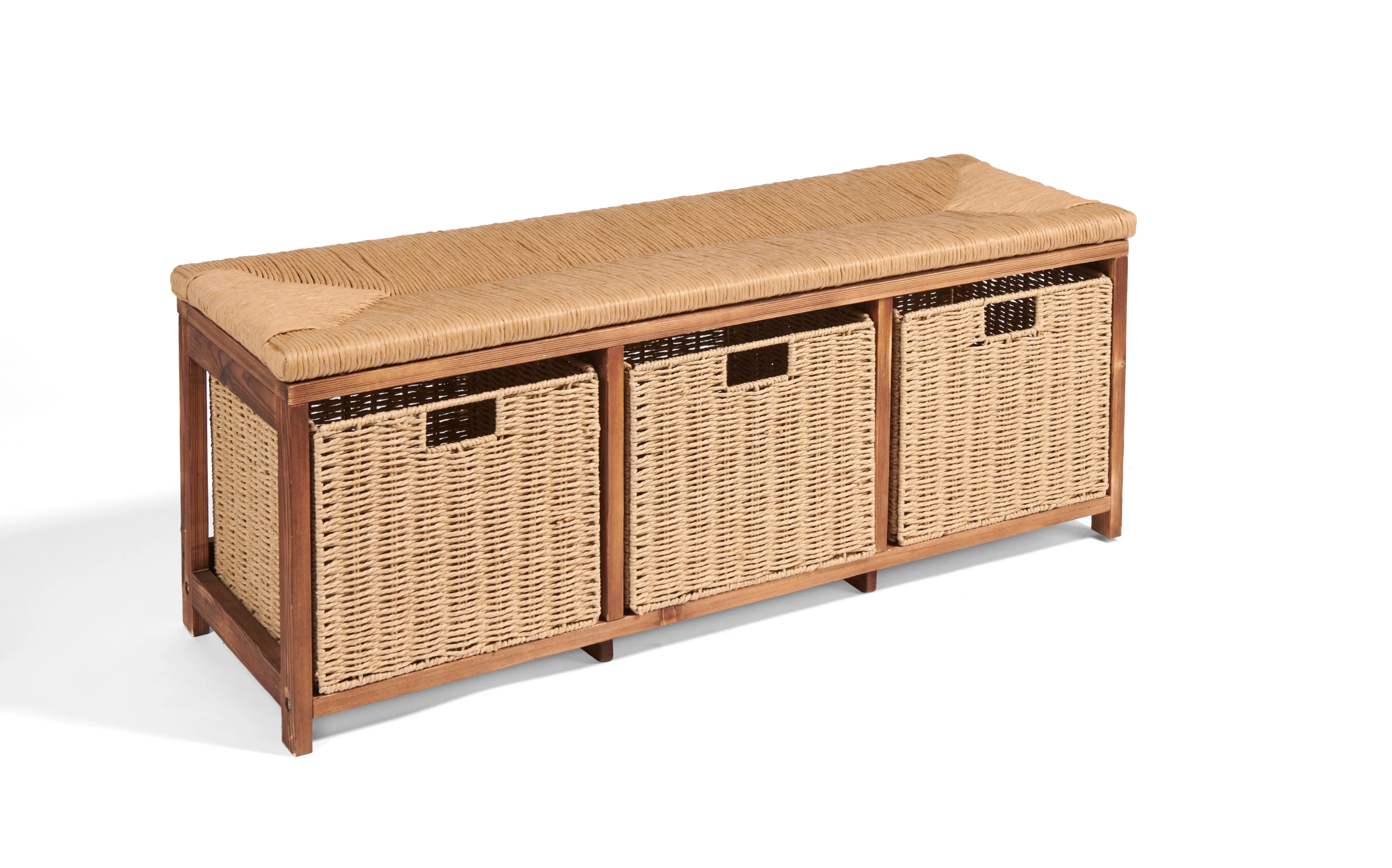 Badger Basket Kid's Storage Bench with Woven Top and Baskets