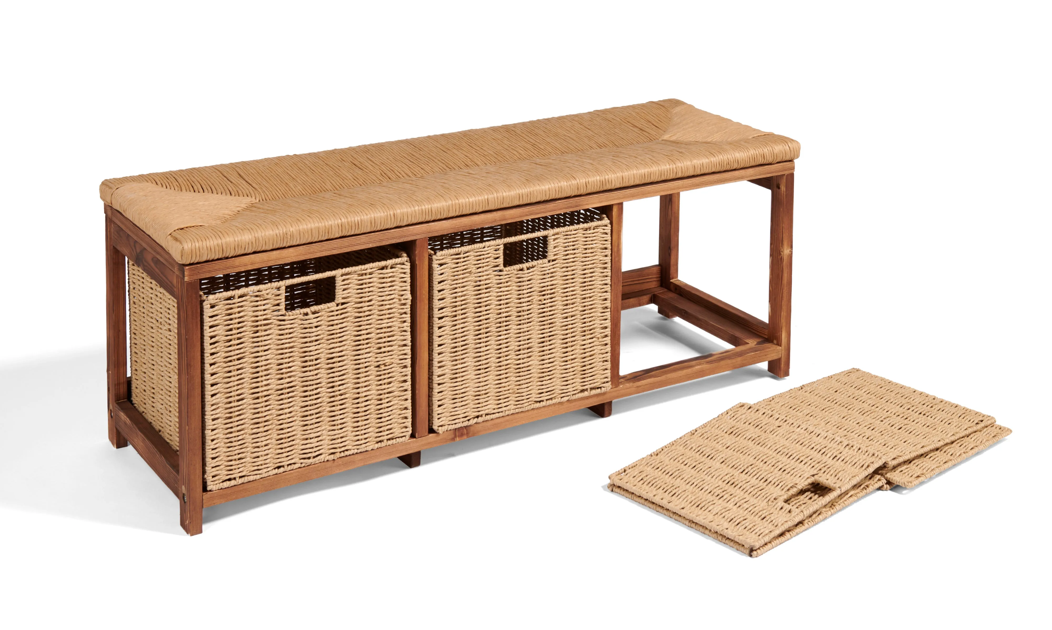 Badger Basket Kid's Storage Bench with Woven Top and Baskets