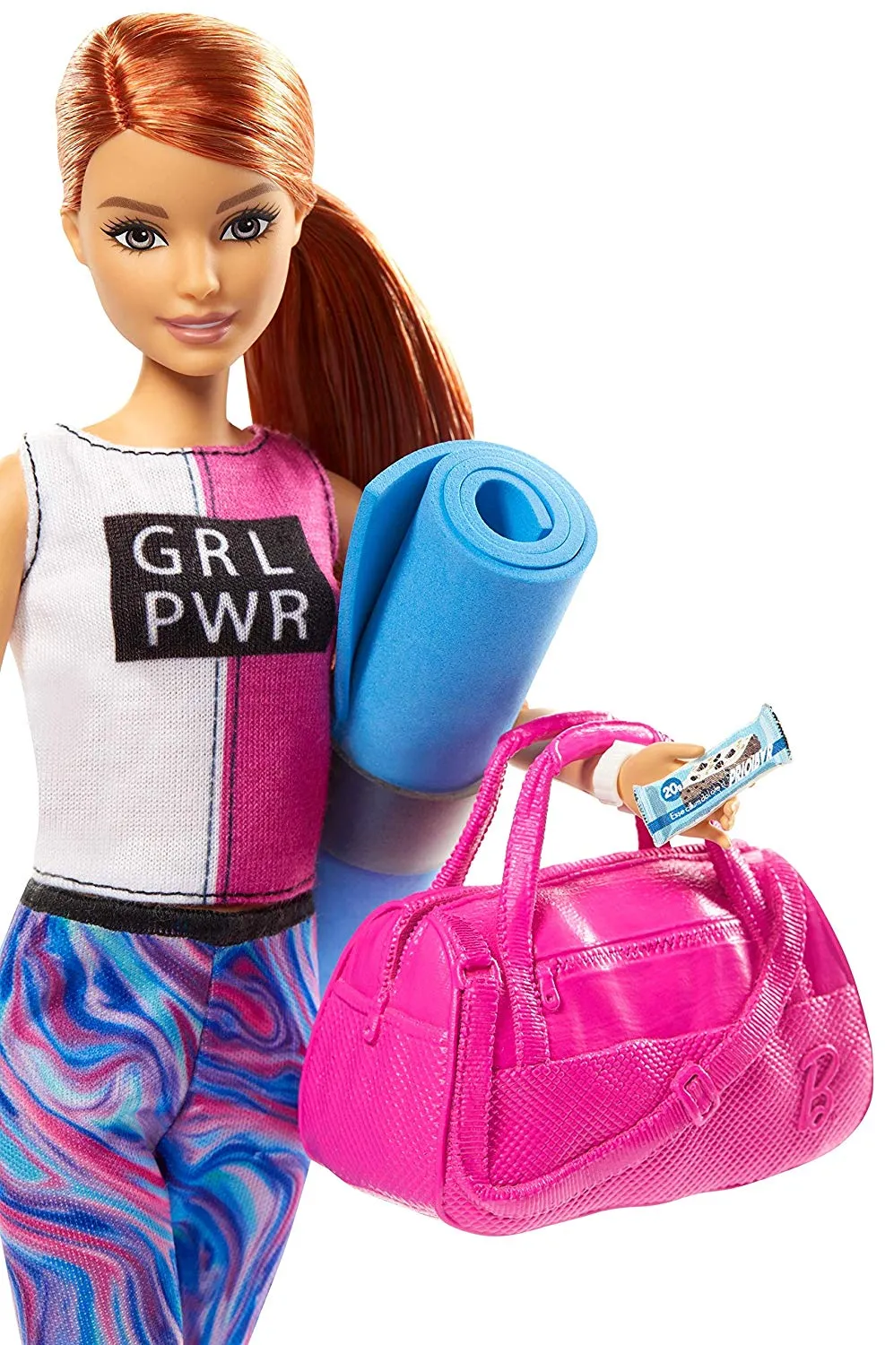 Barbie Fitness Doll Red-Haired With Puppy and 9 Accessories