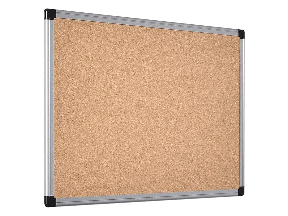 Bi-Office Cork Notice Board with Aluminium Frame, 90x60cm