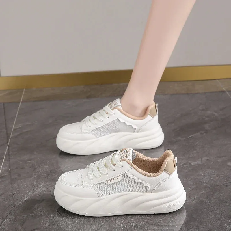 binfenxie  -  2024 Women's Fashion Sneakers Mesh Summer White Breathable Platform Shoes Slip On Walking Casual Comfort Sports Tennis