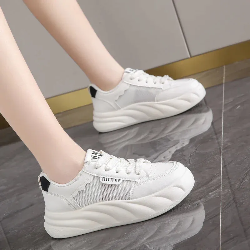 binfenxie  -  2024 Women's Fashion Sneakers Mesh Summer White Breathable Platform Shoes Slip On Walking Casual Comfort Sports Tennis