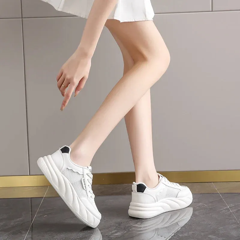 binfenxie  -  2024 Women's Fashion Sneakers Mesh Summer White Breathable Platform Shoes Slip On Walking Casual Comfort Sports Tennis