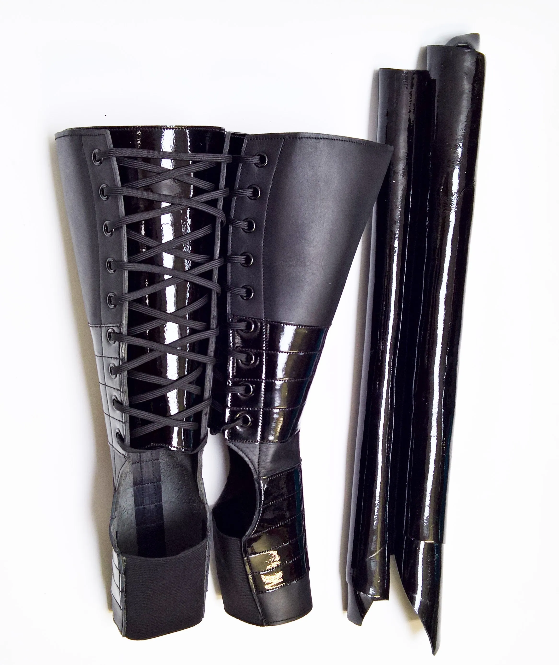 Black Aerial & POLE DANCE boots w/ Patent panels