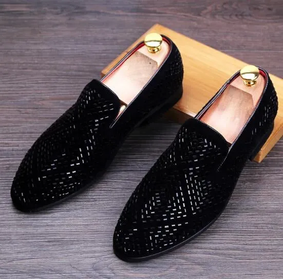 Black Diamond Rhinestones Designer Loafers,Wedding,Party Wear Slip On Shoes-JonasParamount