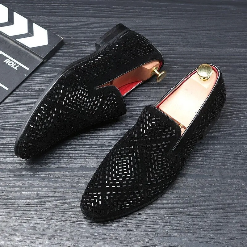 Black Diamond Rhinestones Designer Loafers,Wedding,Party Wear Slip On Shoes-JonasParamount