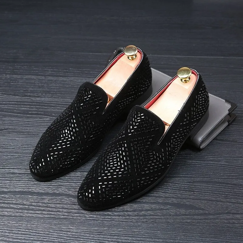 Black Diamond Rhinestones Designer Loafers,Wedding,Party Wear Slip On Shoes-JonasParamount