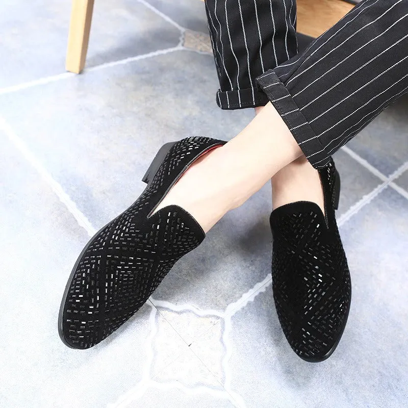 Black Diamond Rhinestones Designer Loafers,Wedding,Party Wear Slip On Shoes-JonasParamount