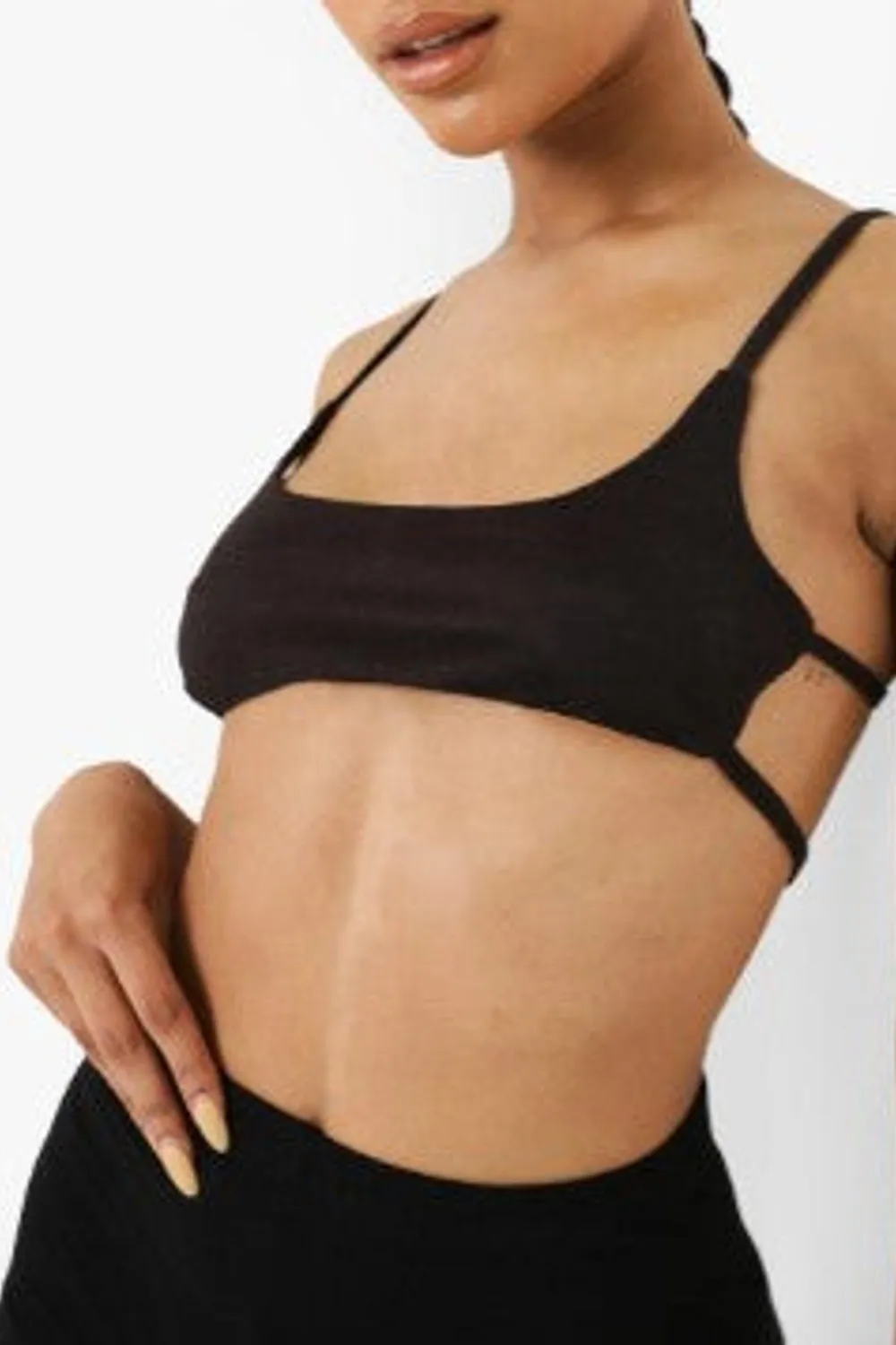 Black Double Layered Super Soft Strappy Bralet