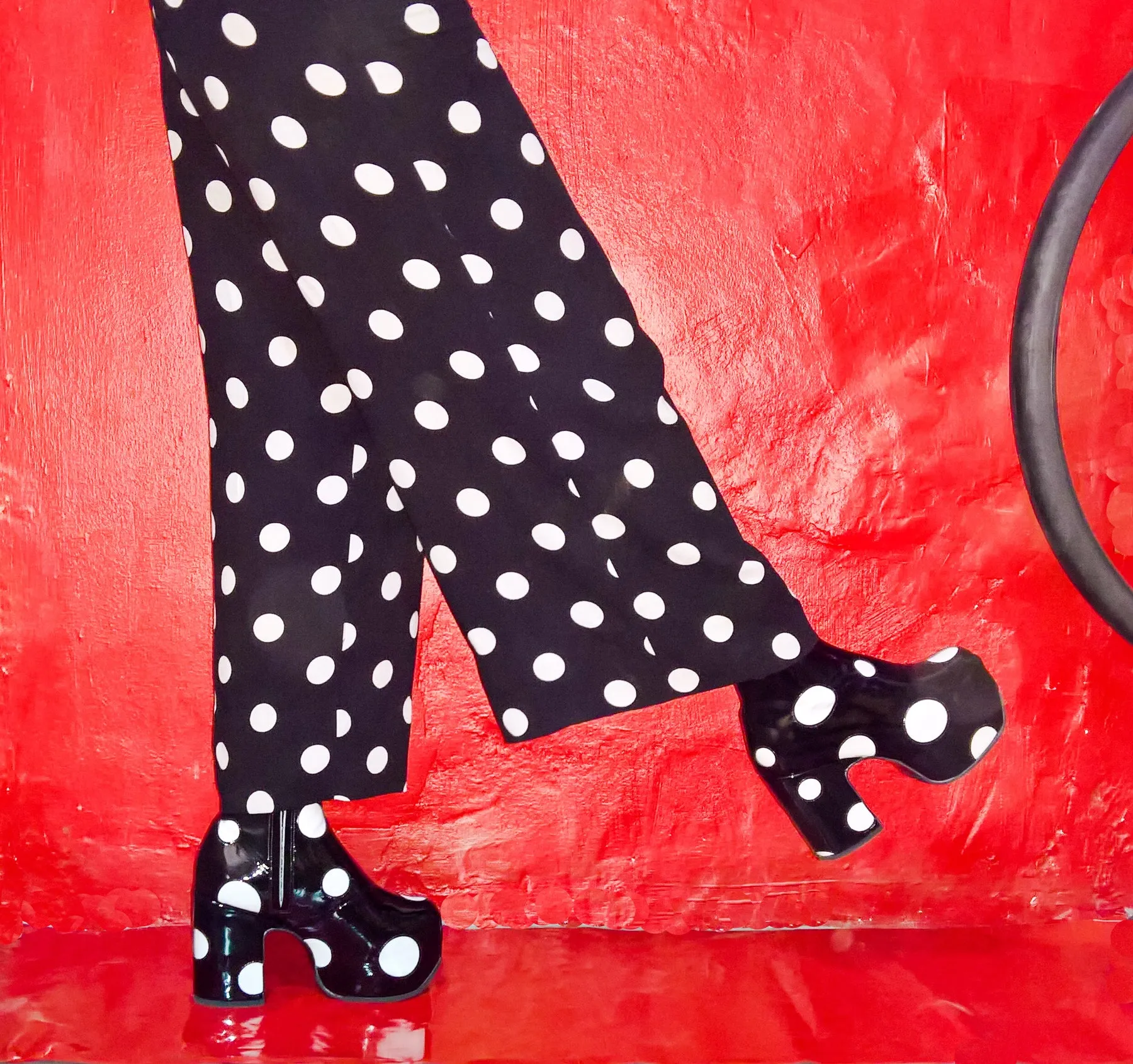 Cartoon Polkadot Platform Ankle Boots