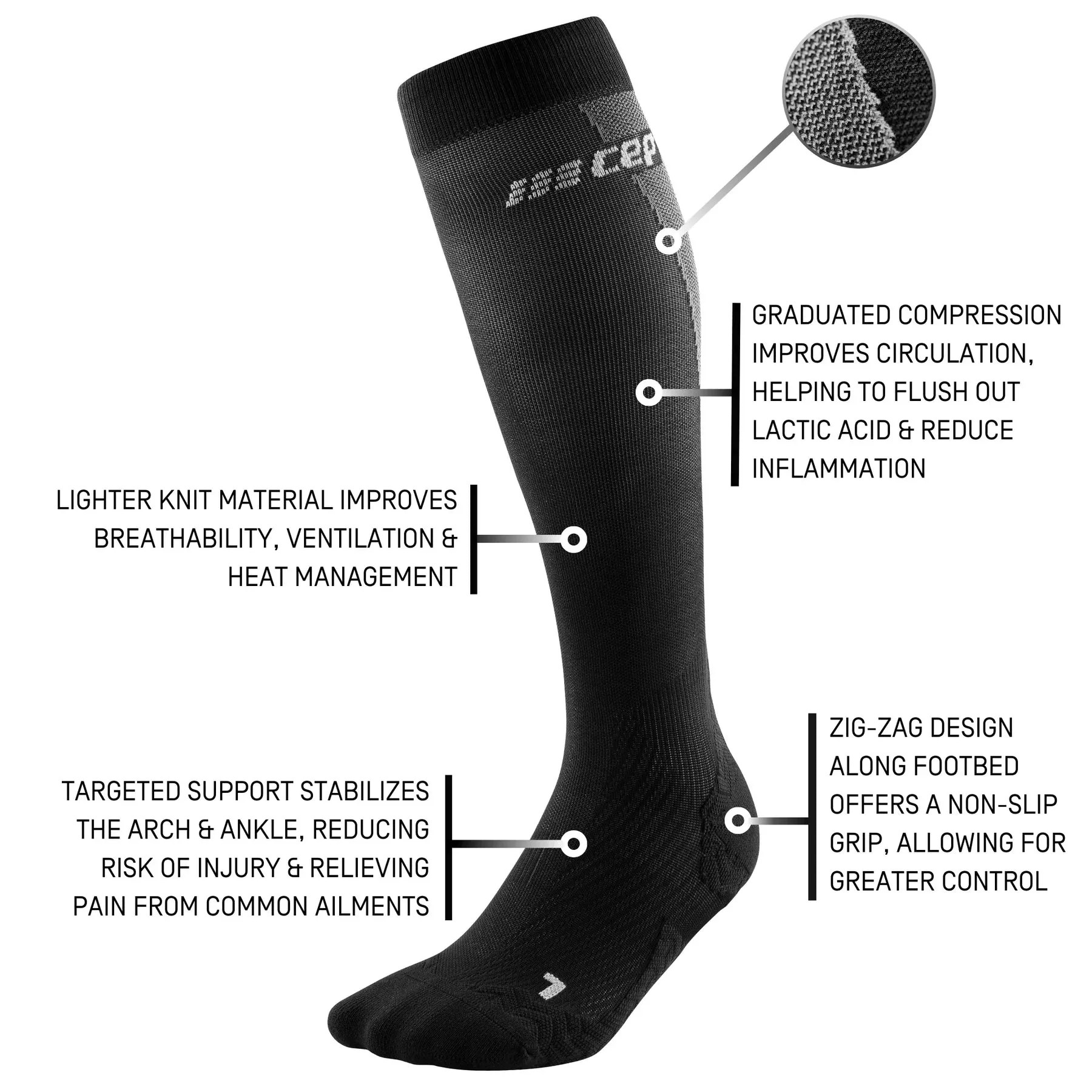 CEP | Ultralight Compression Socks | Women's | Black/Grey