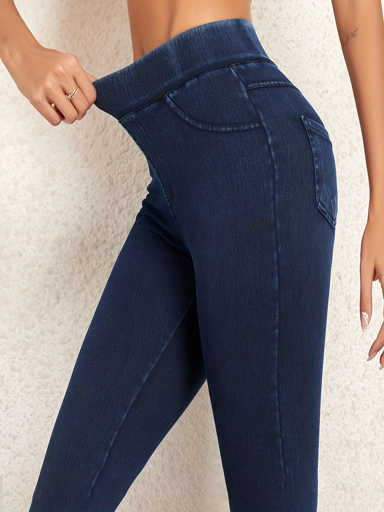 Chic Faux Denim Skinny Leggings for Everyday Comfort