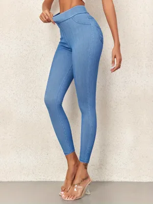 Chic Faux Denim Skinny Leggings for Everyday Comfort