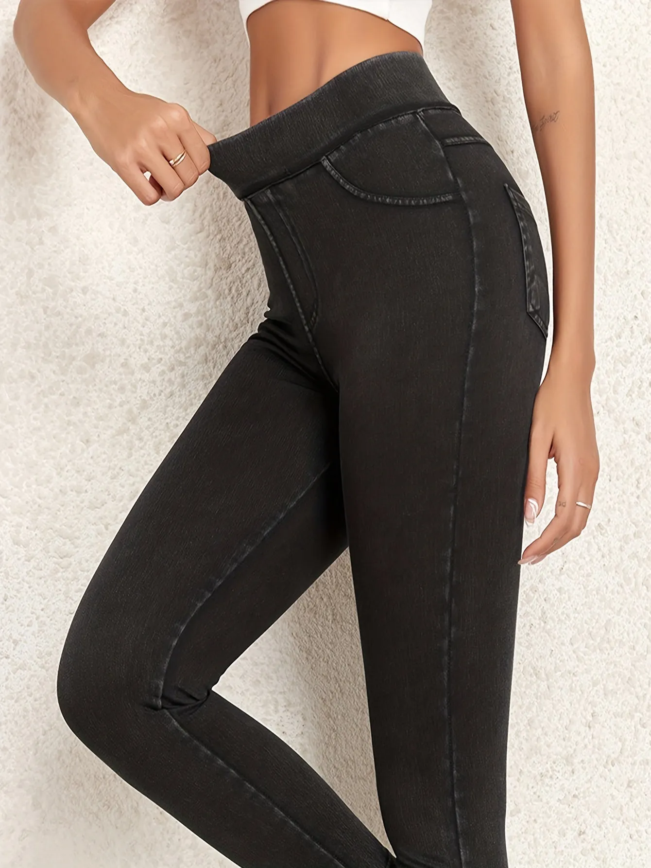 Chic Faux Denim Skinny Leggings for Everyday Comfort