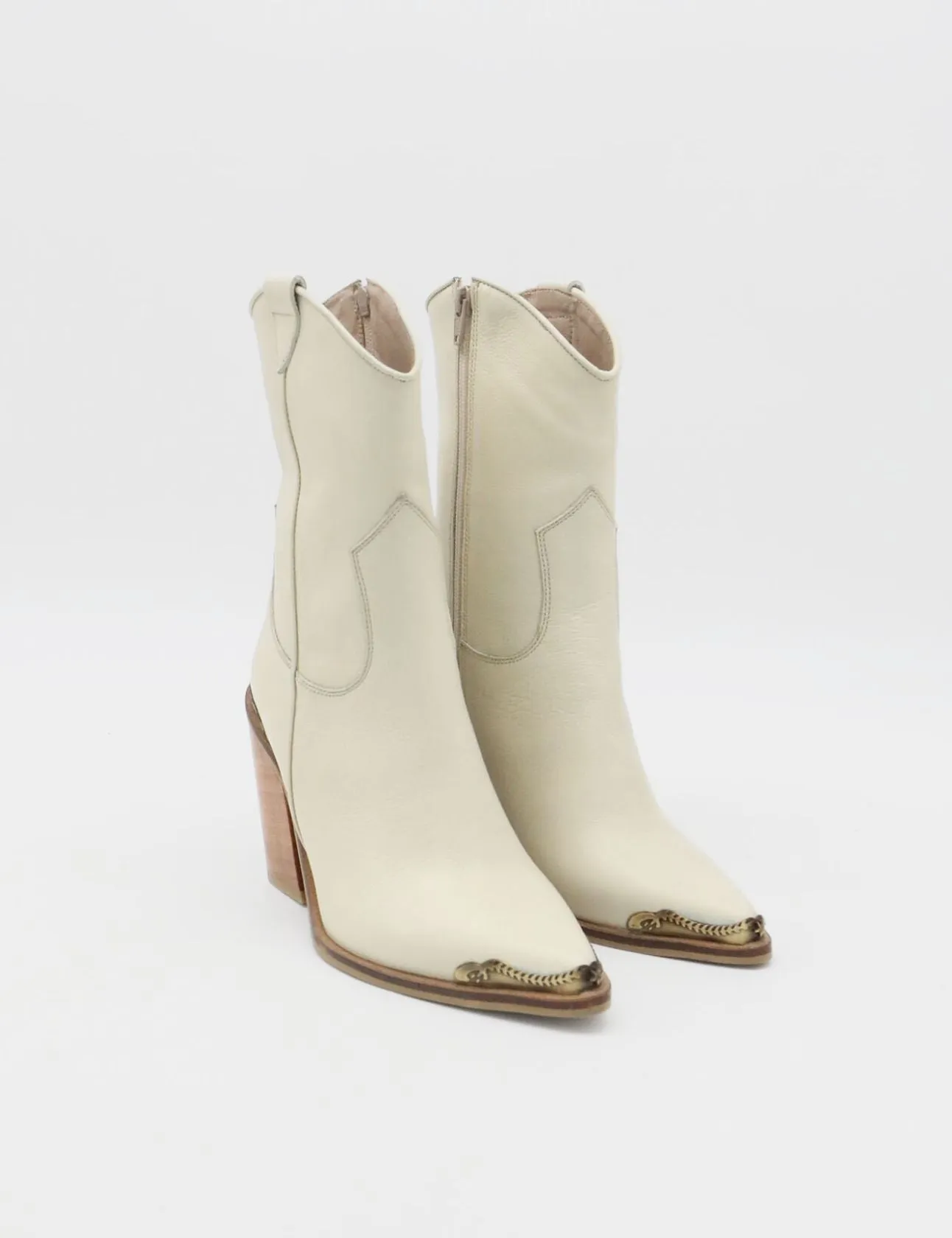 Coachella western cowboy boots in off white leather womens shoes