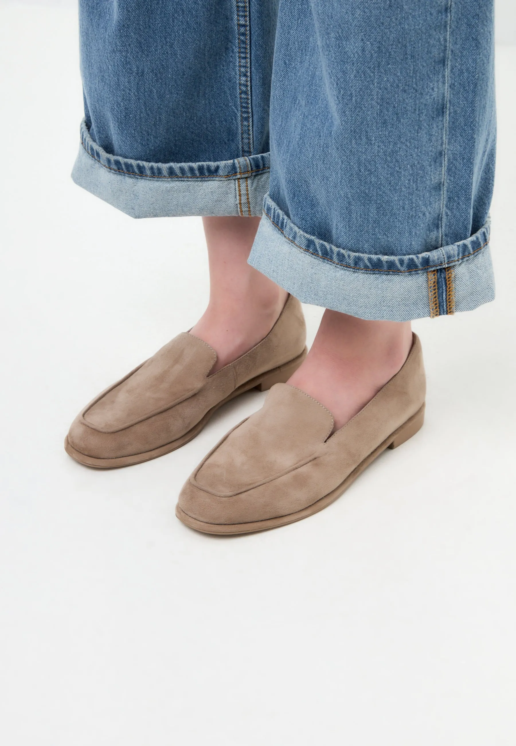 Comfort Suede Platform Loafers Clau - Beige