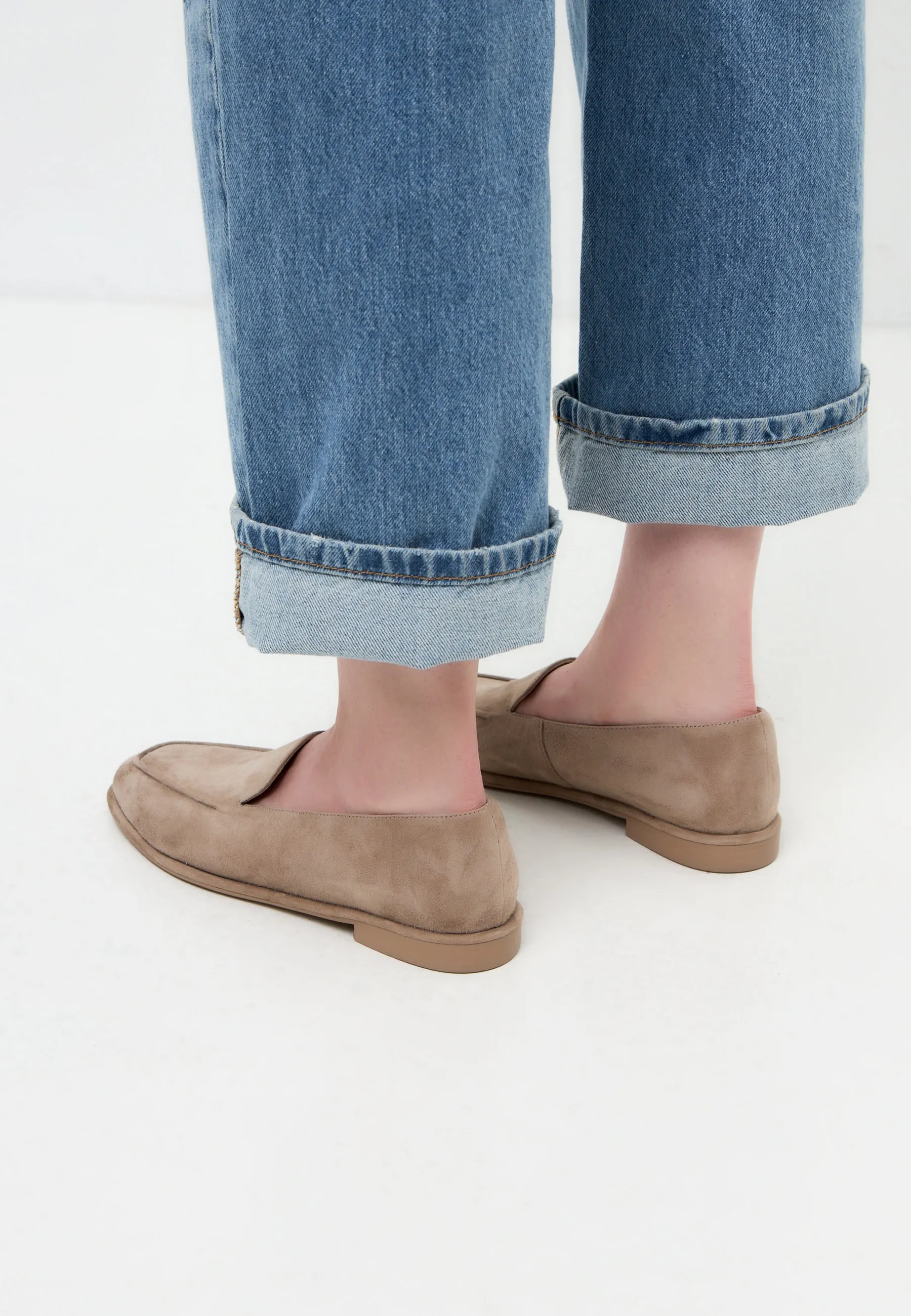 Comfort Suede Platform Loafers Clau - Beige