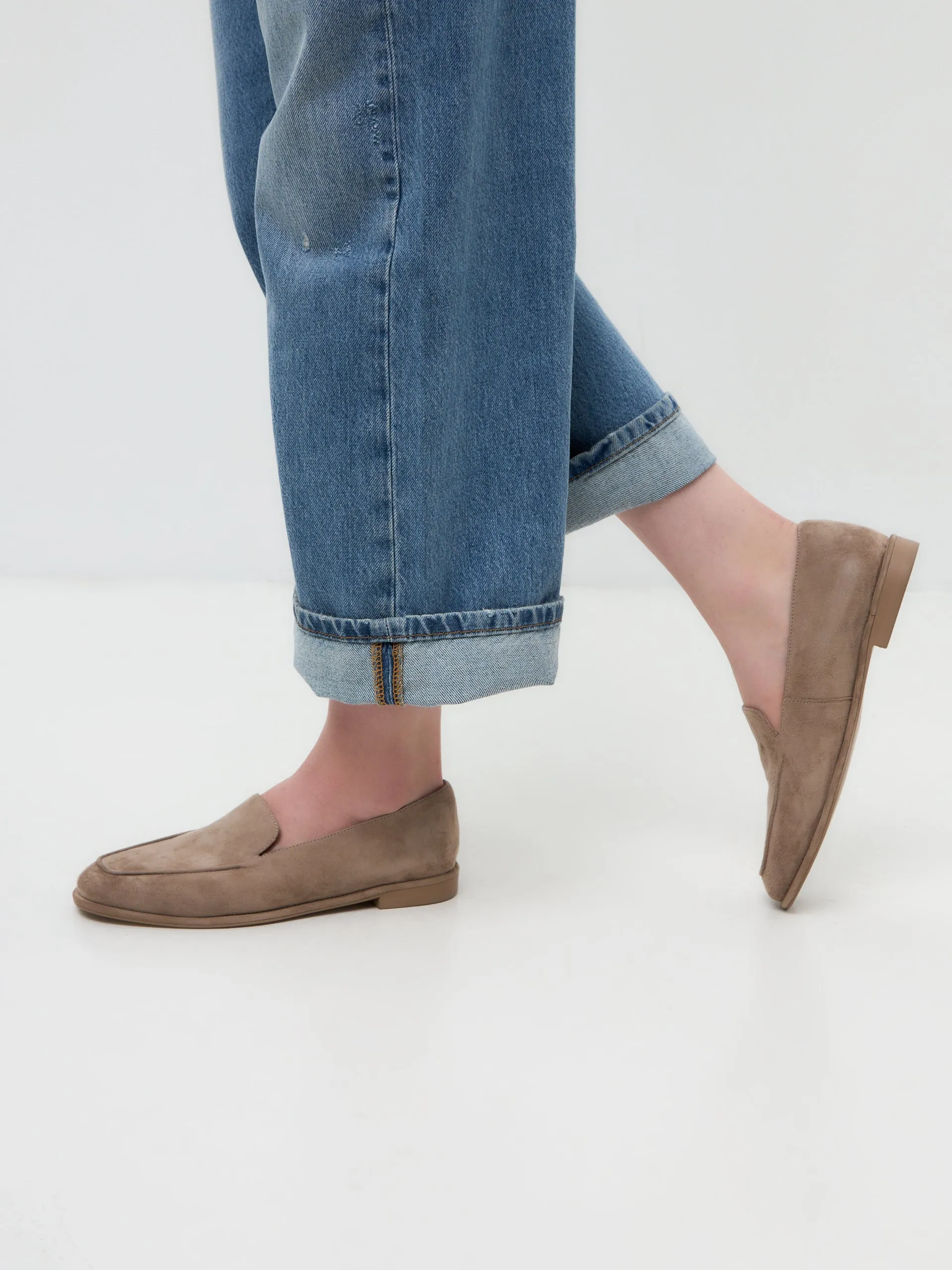 Comfort Suede Platform Loafers Clau - Beige