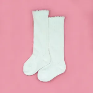 Crochet Knee High Socks (White)