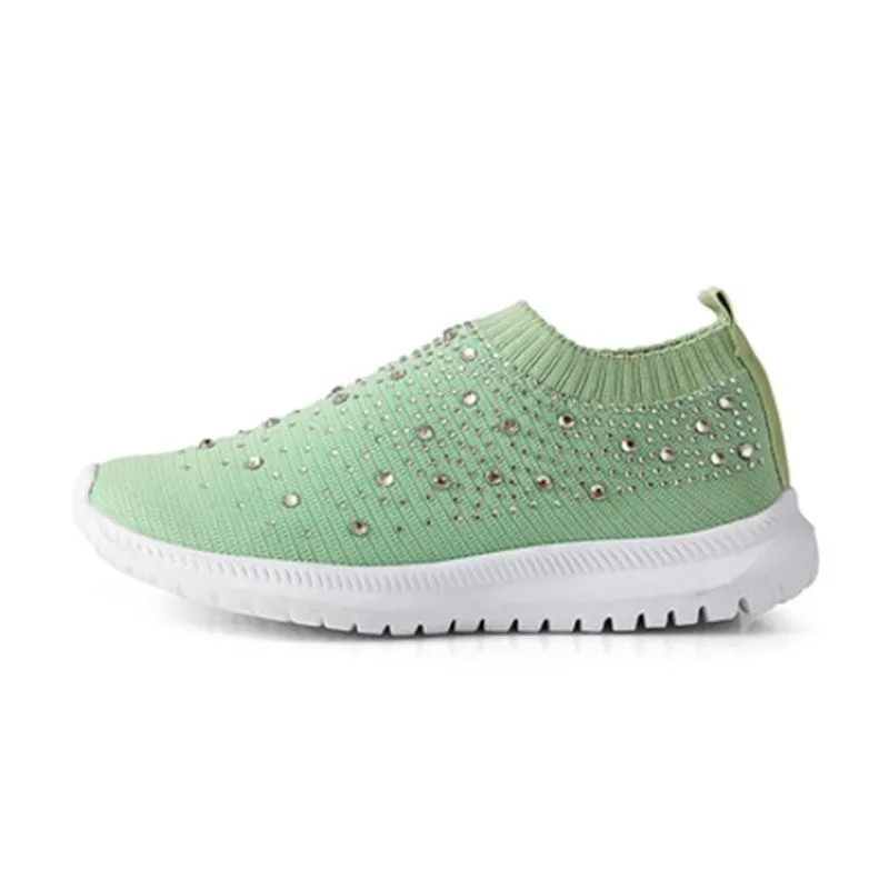 Crystal Slip On Walking Shoes