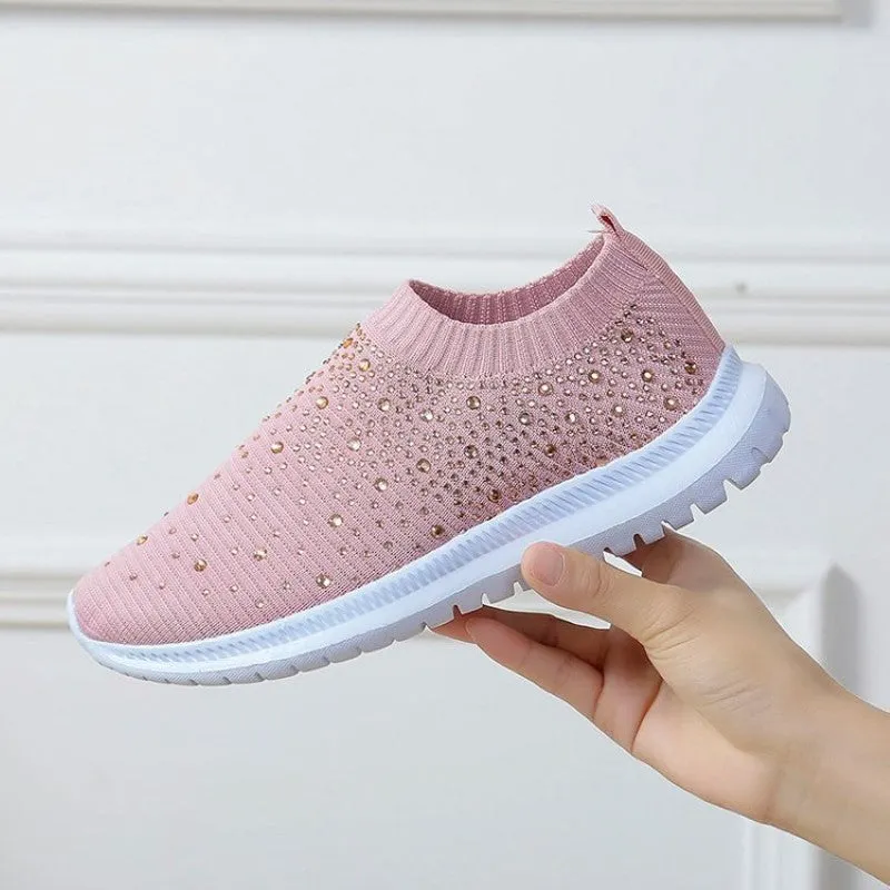 Crystal Slip On Walking Shoes