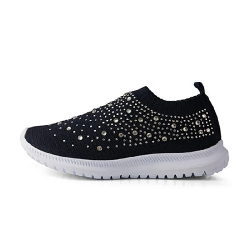 Crystal Slip On Walking Shoes