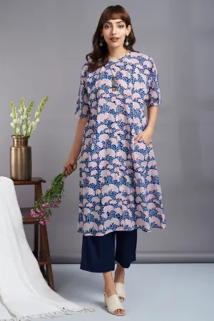 daydreaming delphinium - drop shoulder modern tunic with pockets