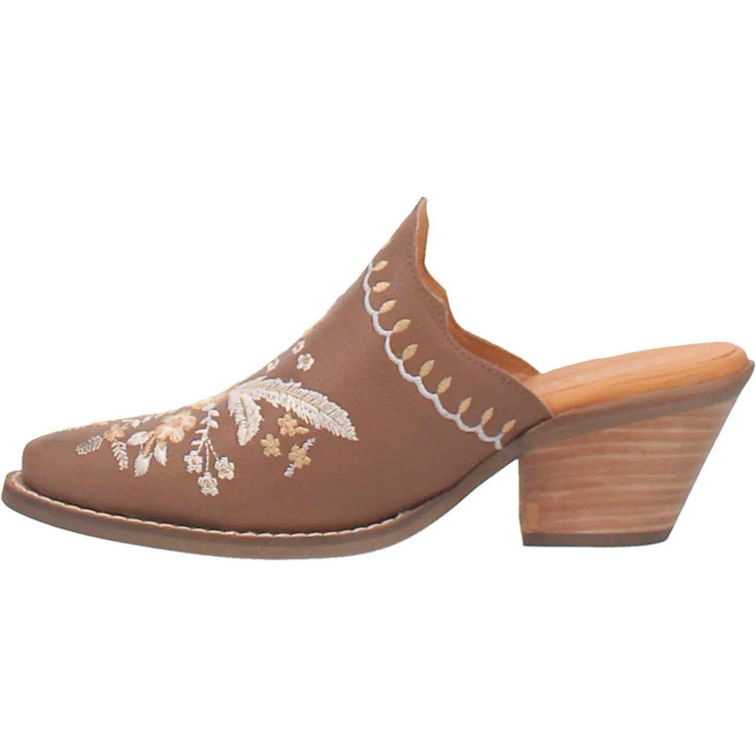 Dingo Womens Wildflower Mule Mule Shoes Leather Brown