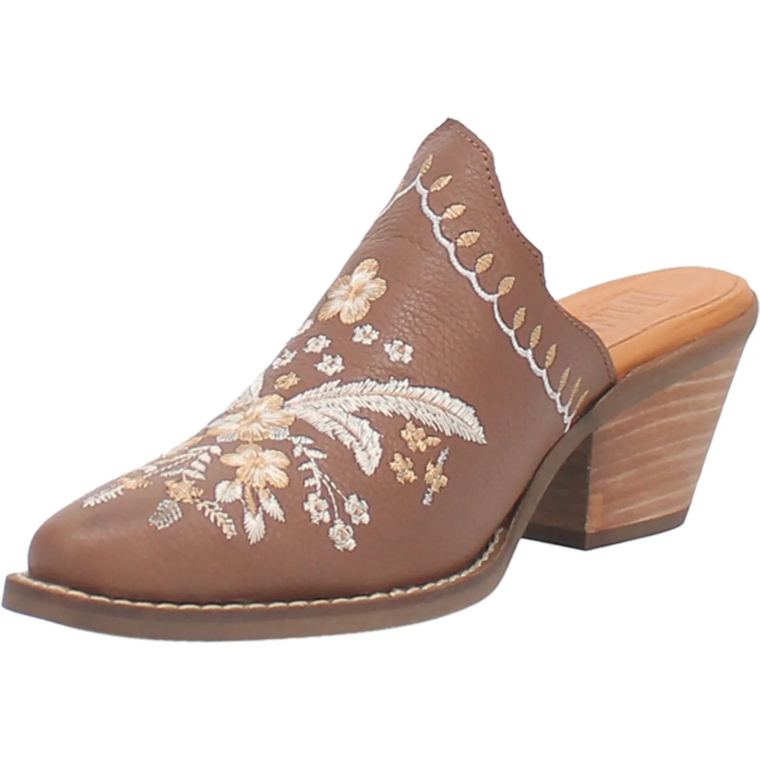 Dingo Womens Wildflower Mule Mule Shoes Leather Brown