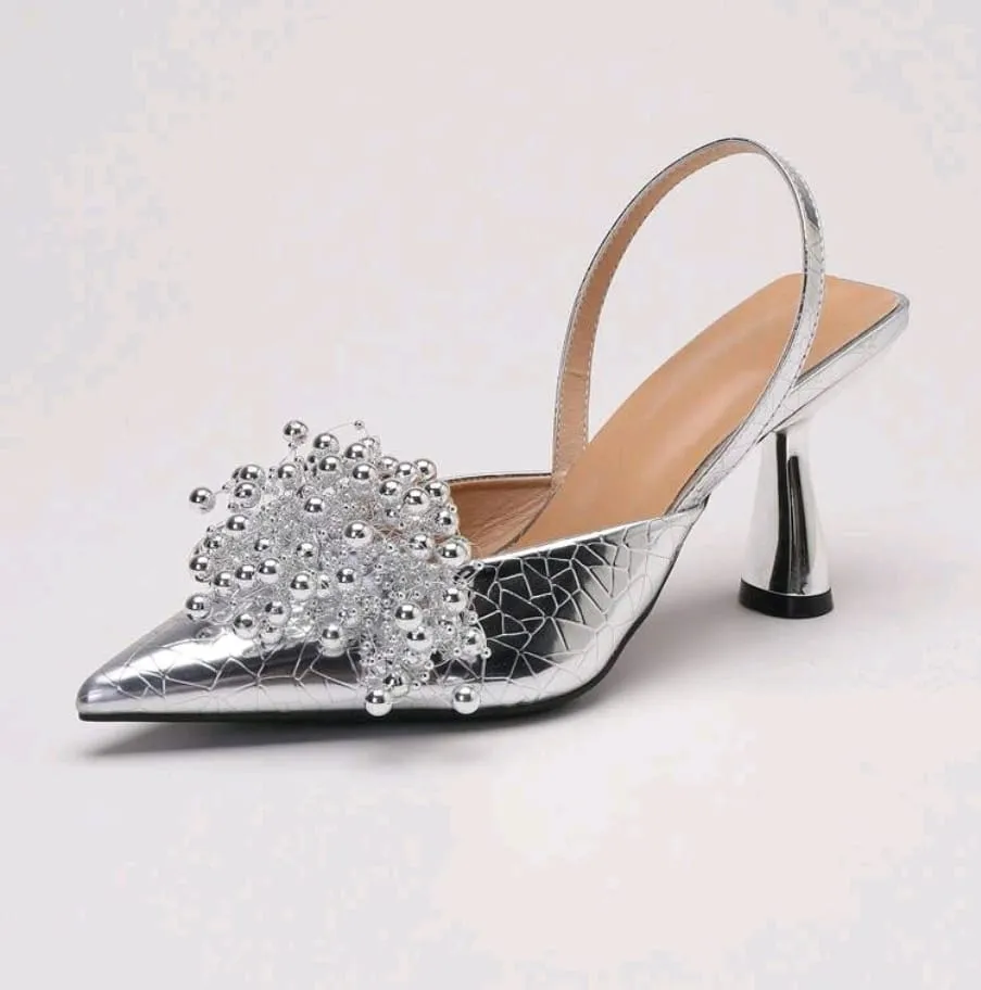 Elegant silver heels shoes - size 40