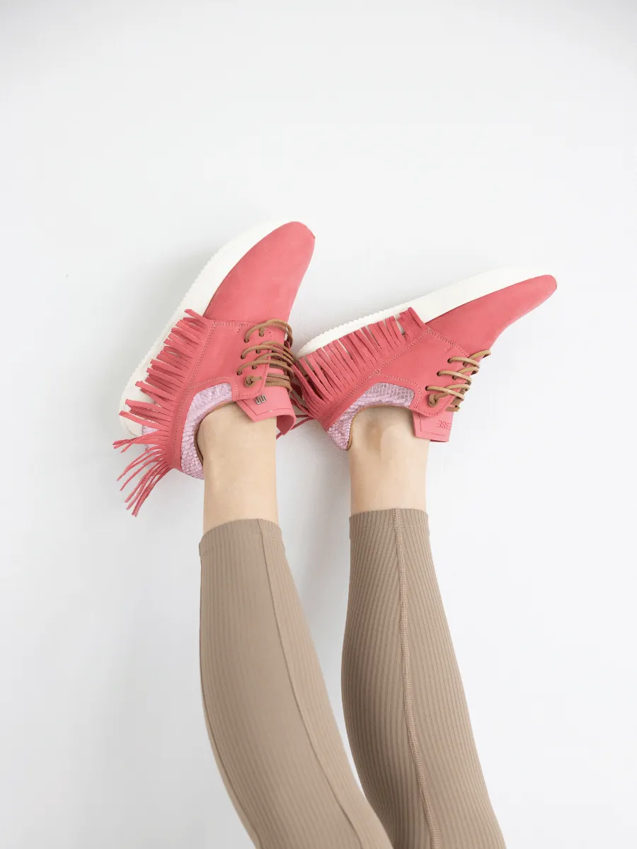 Esseutesse Leather Fringe Sneaker - Bubblegum Pink